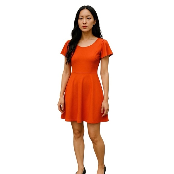 London Time Women’s Coral Size 6 Flutter Short Sleeves Dress - Picture 3 of 4
